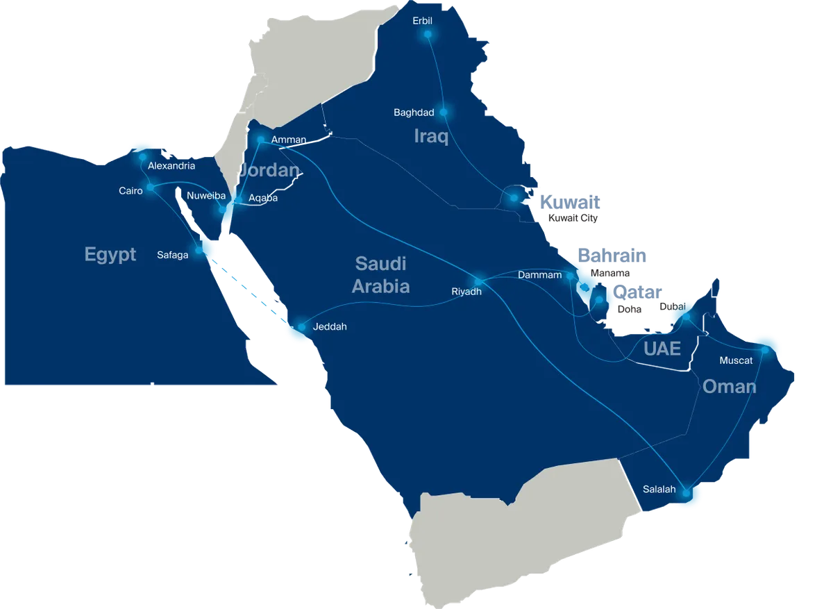 Middle East Africa road logistics map