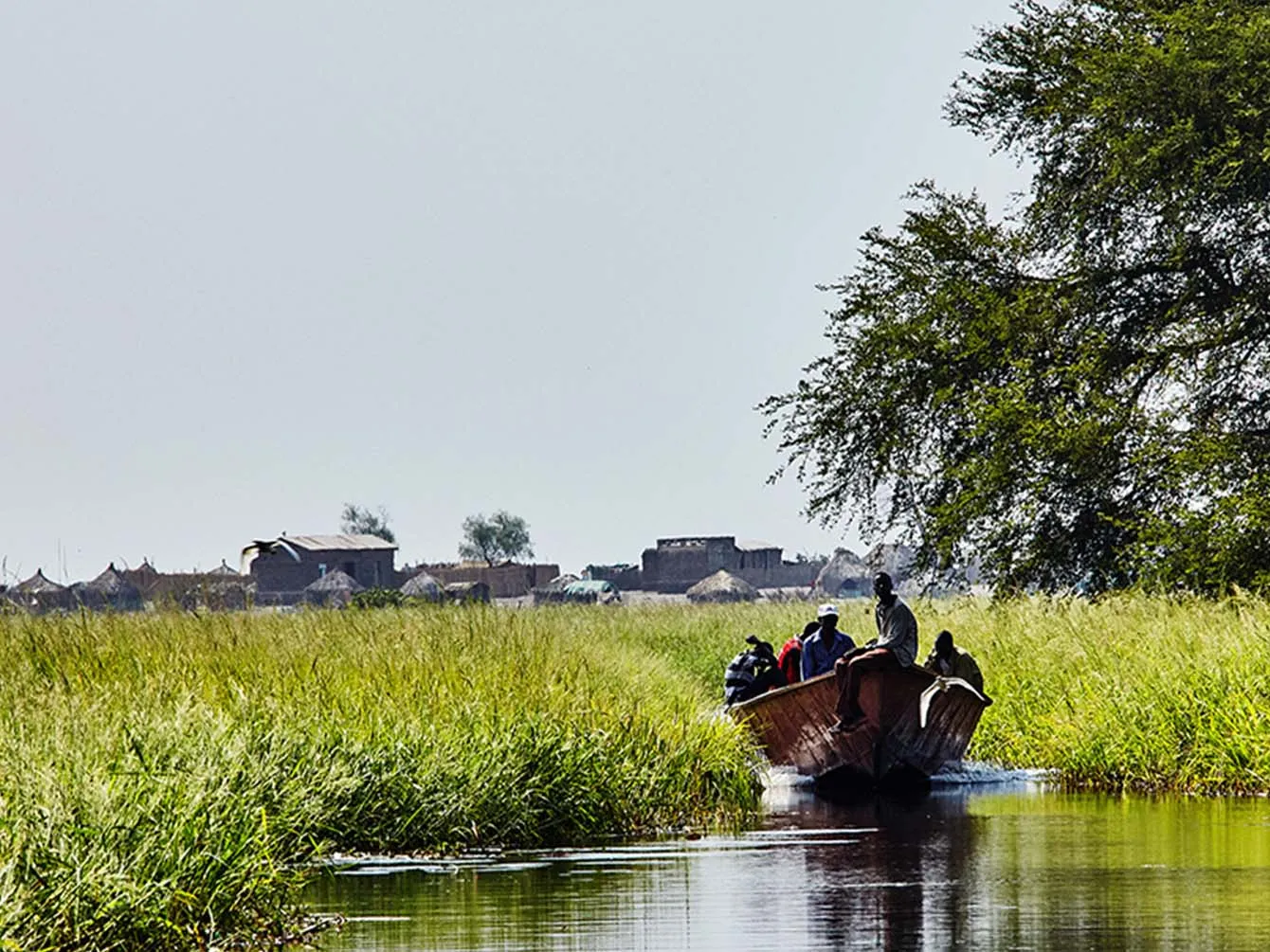 boat in the middle of the crisis situation river