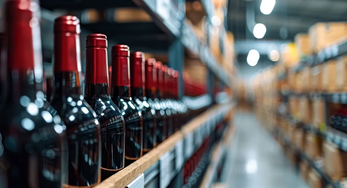A long line of wine bottles placed next to each other