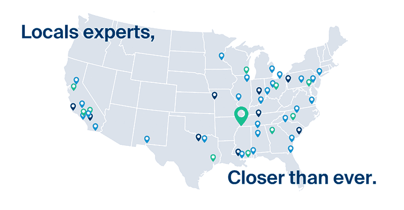 A map showing the locations of Kuehne+Nagel offices in the United States.