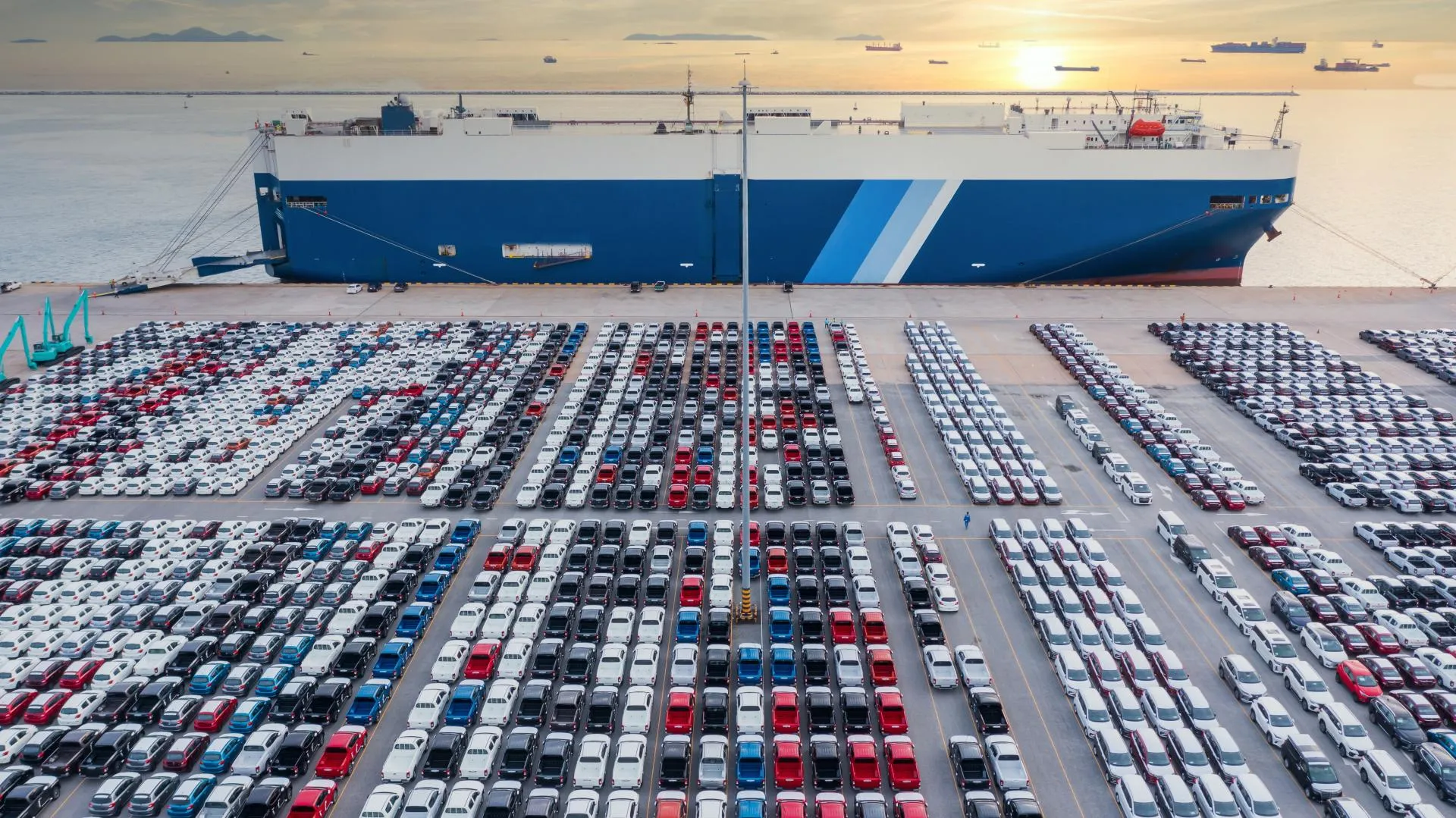 Cars parked on the dock