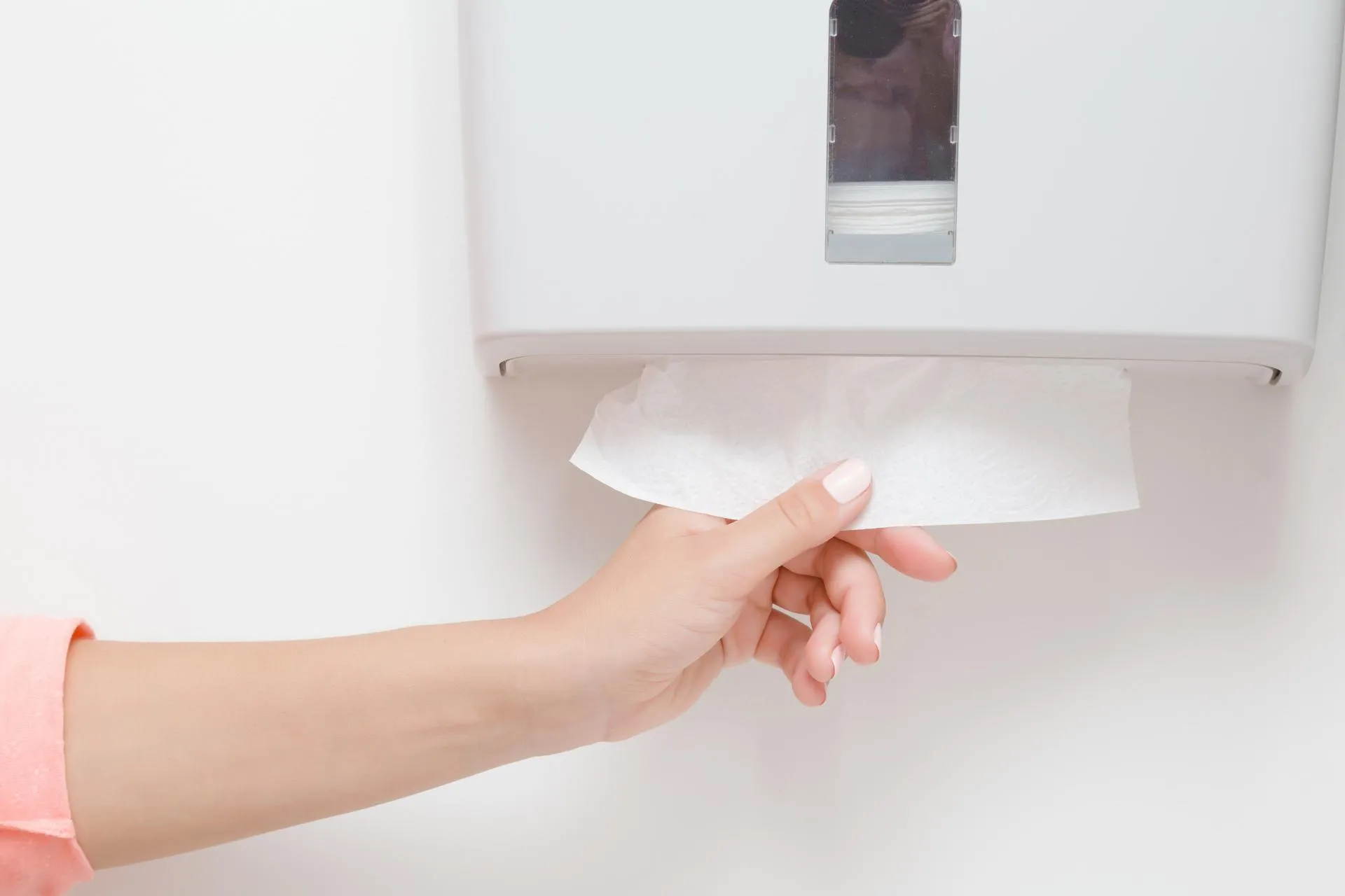 Woman taking white paper