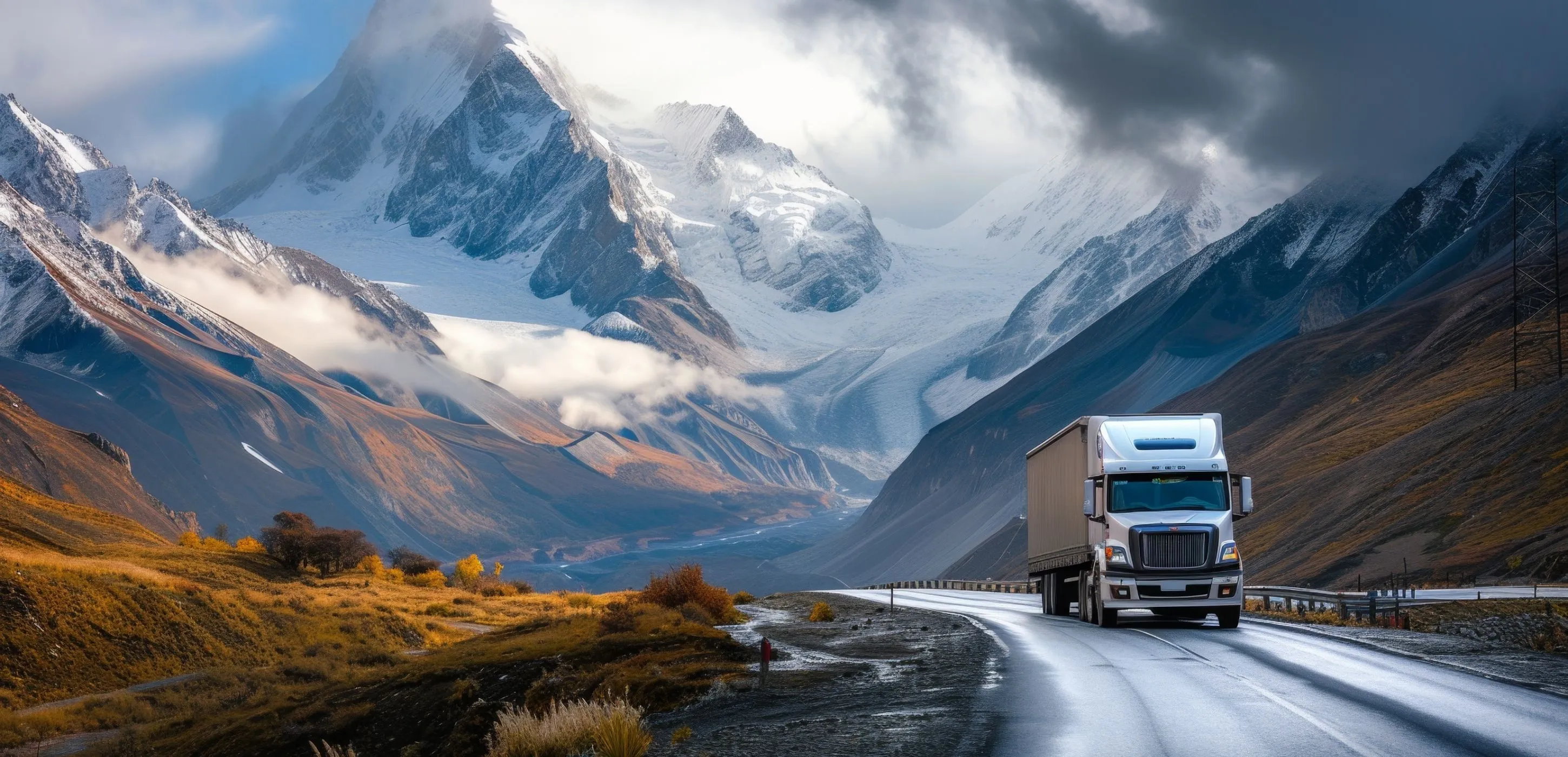 A semi truck delivers cargo