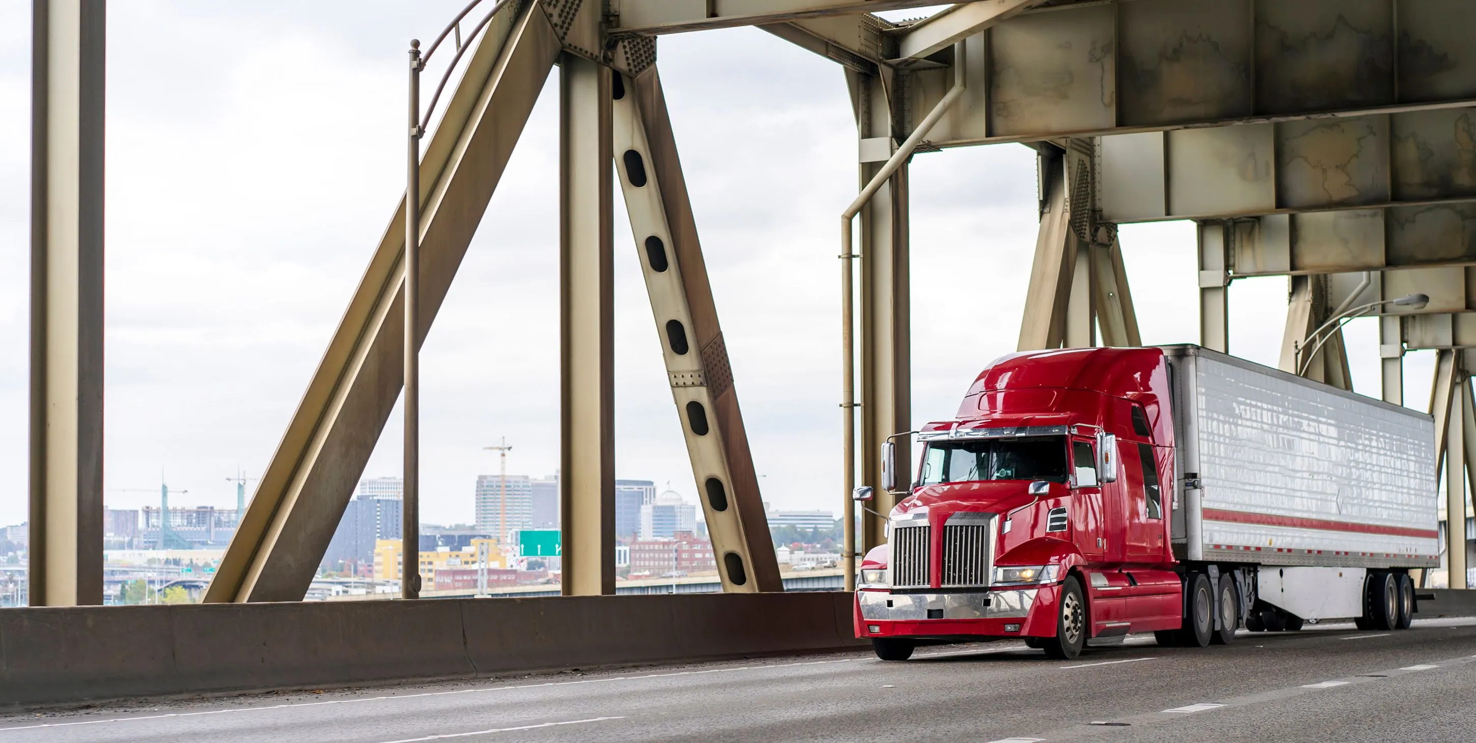 Long haul semi truck transporting commercial cargo