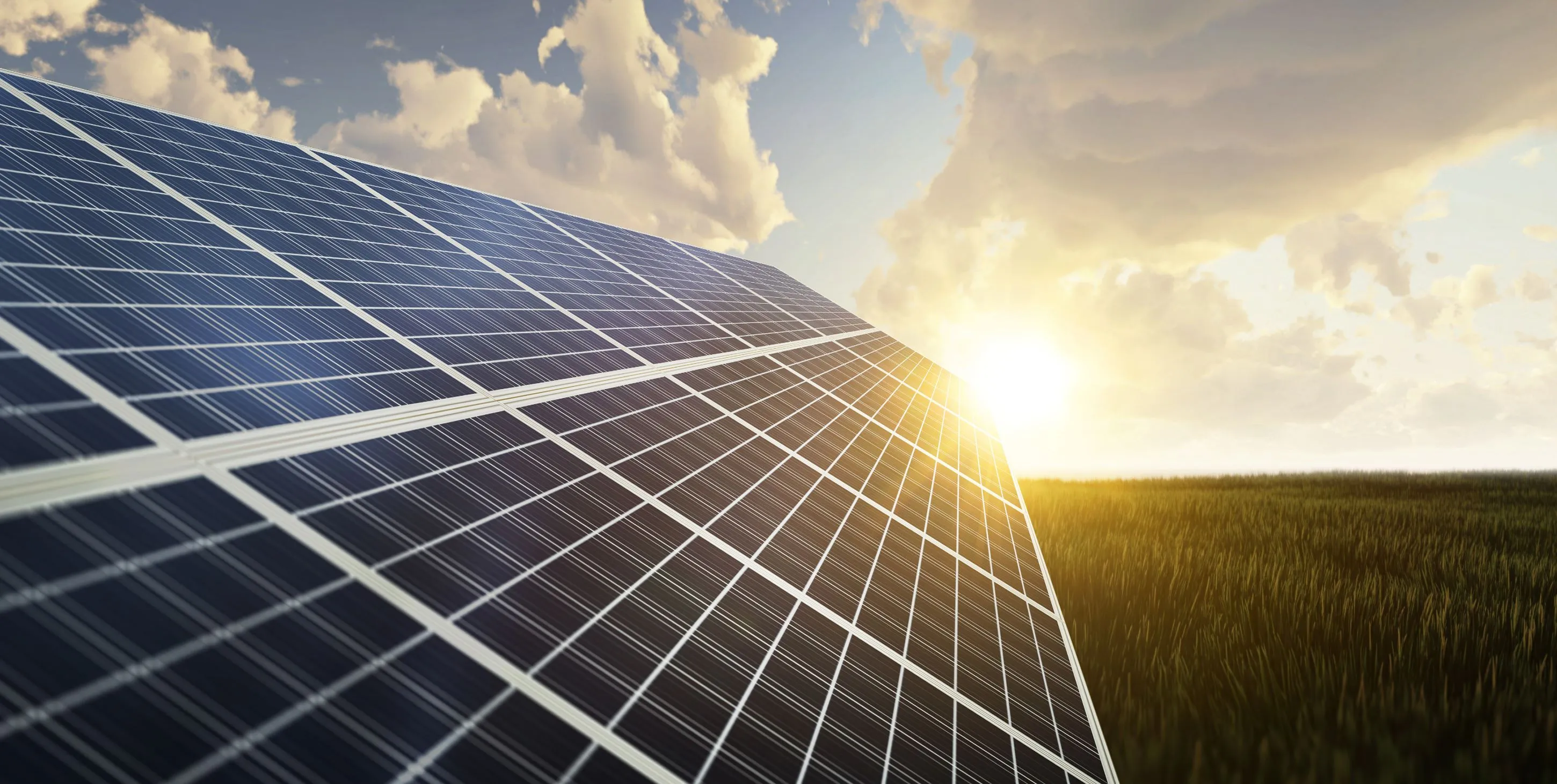 Sunrise and solar panels