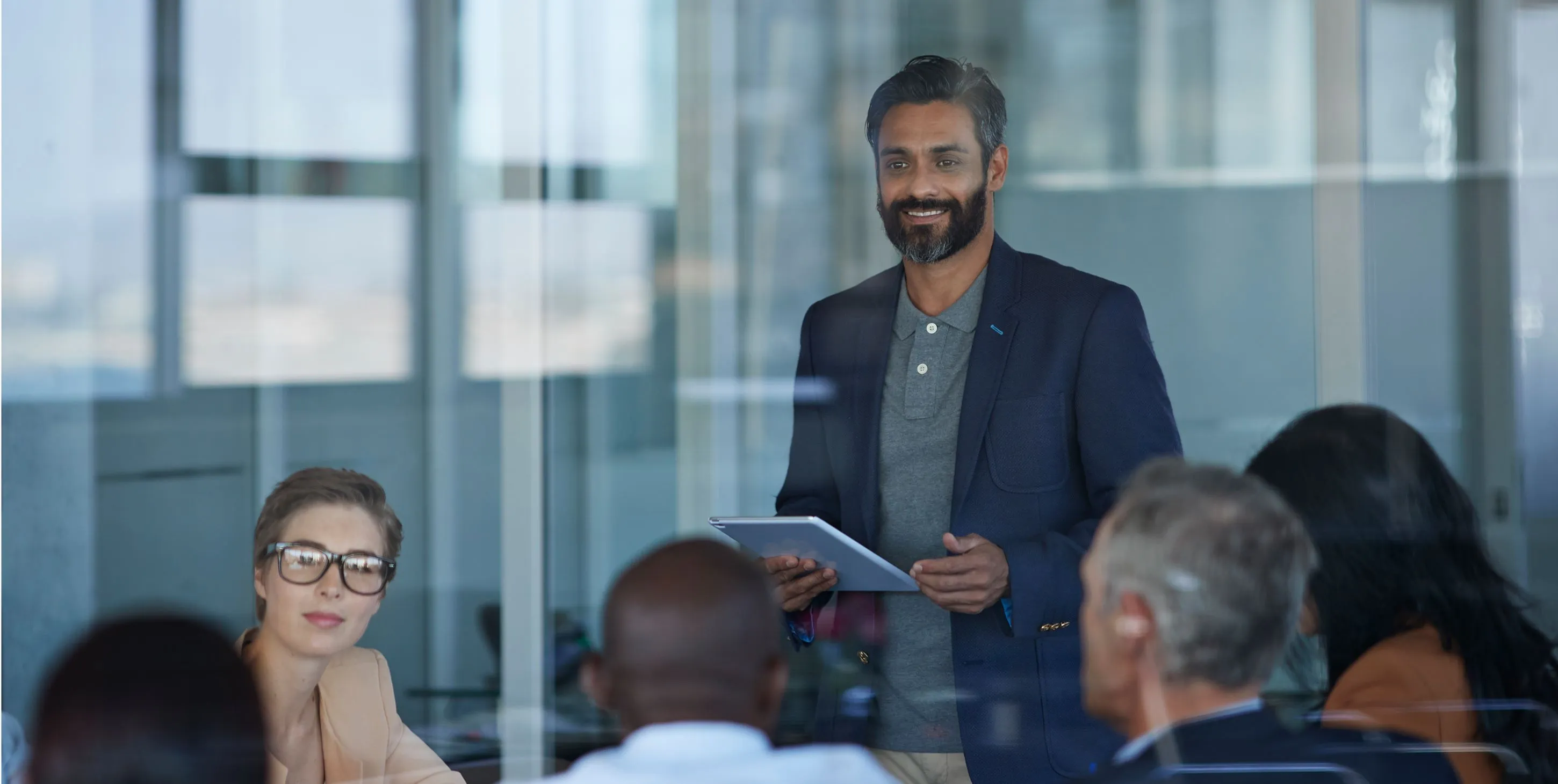 Businessman presenting in meeting room