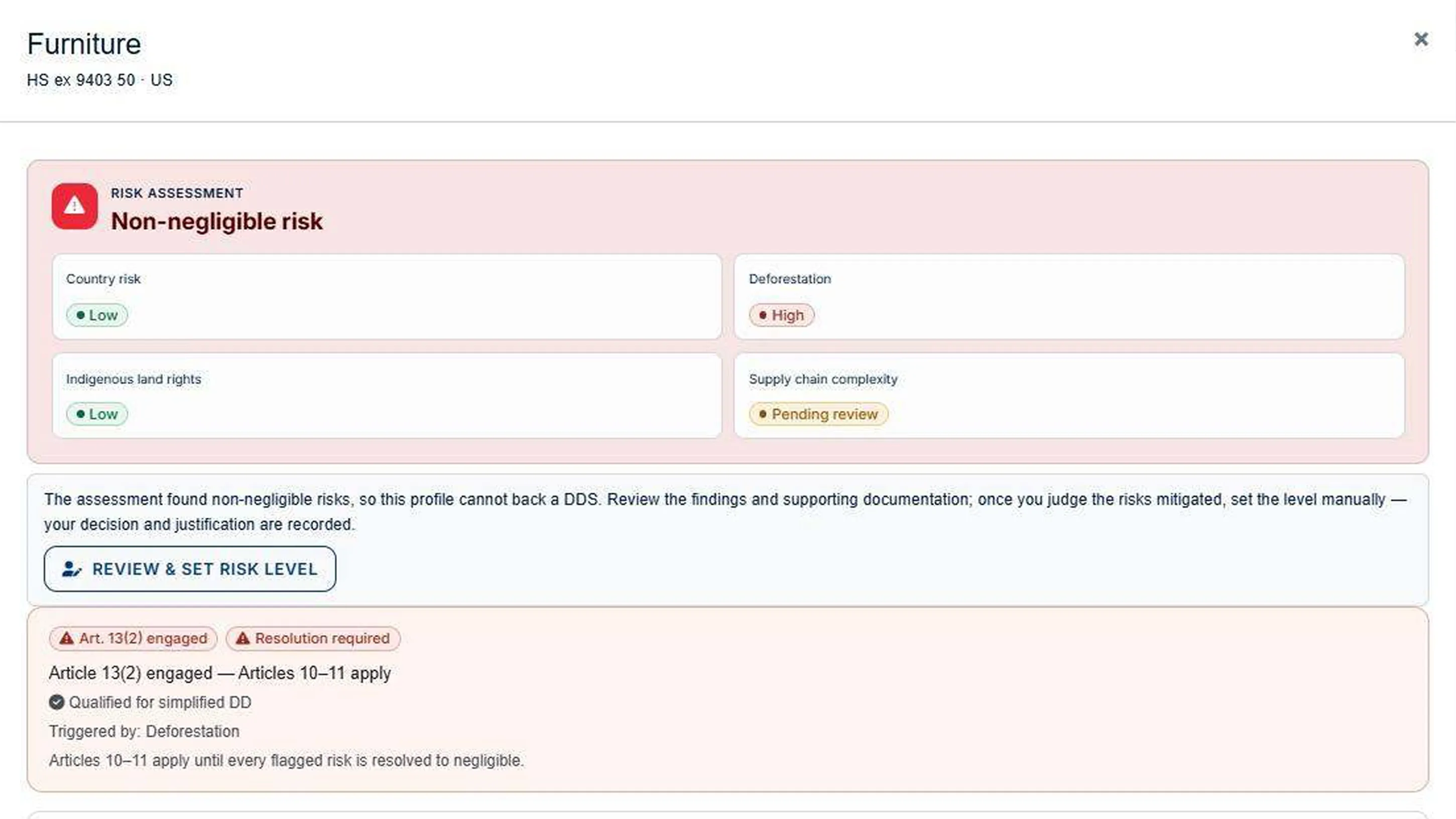 An AI-powered risk management feature within Kuehne+Nagel’s all-in-one digital EUDR solution.