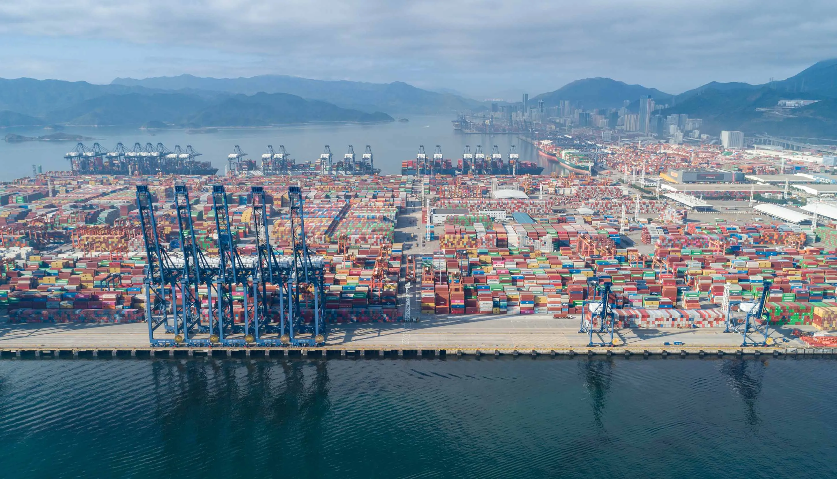 A container yard as seen from above