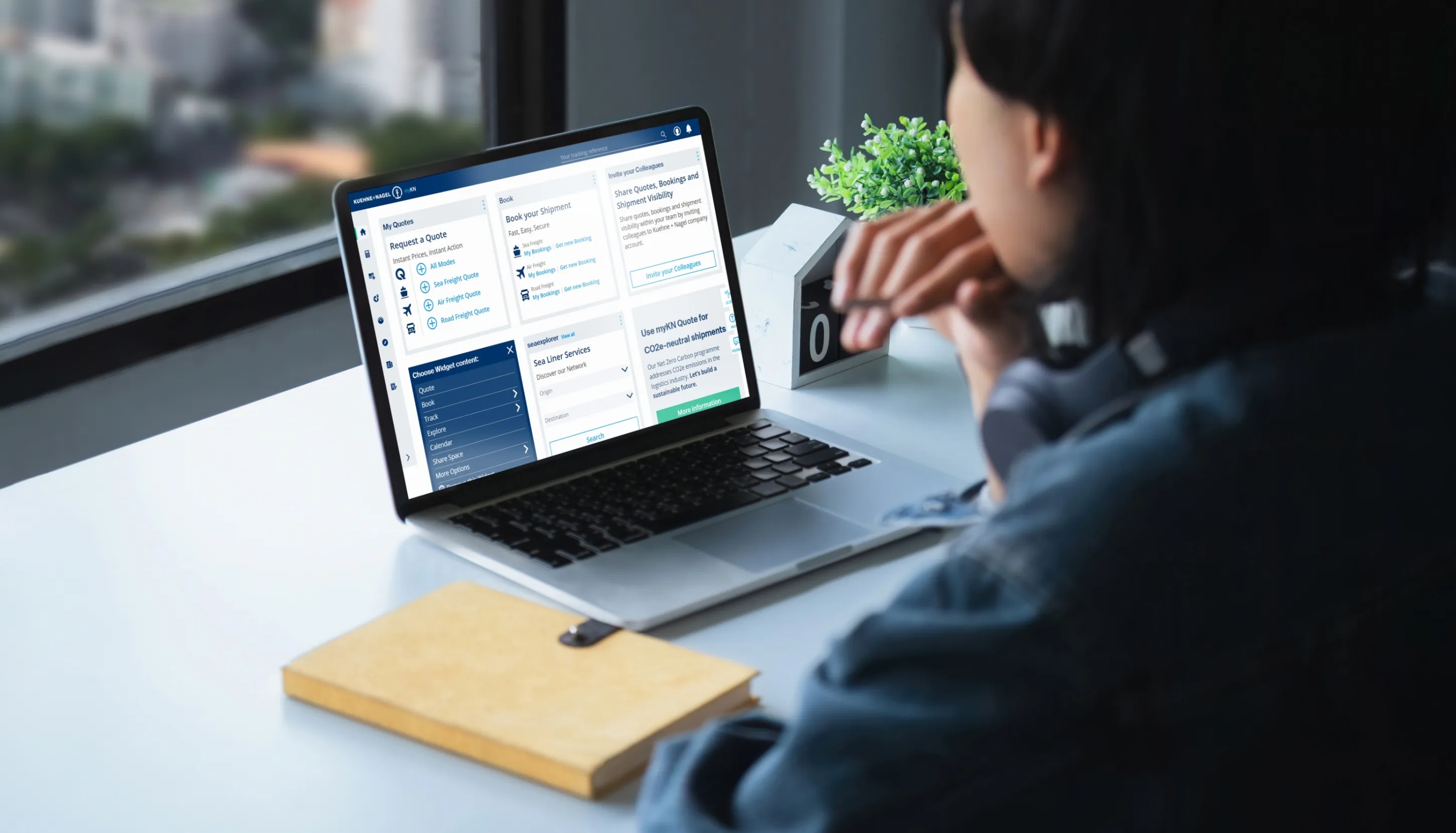 myKN screen on laptop