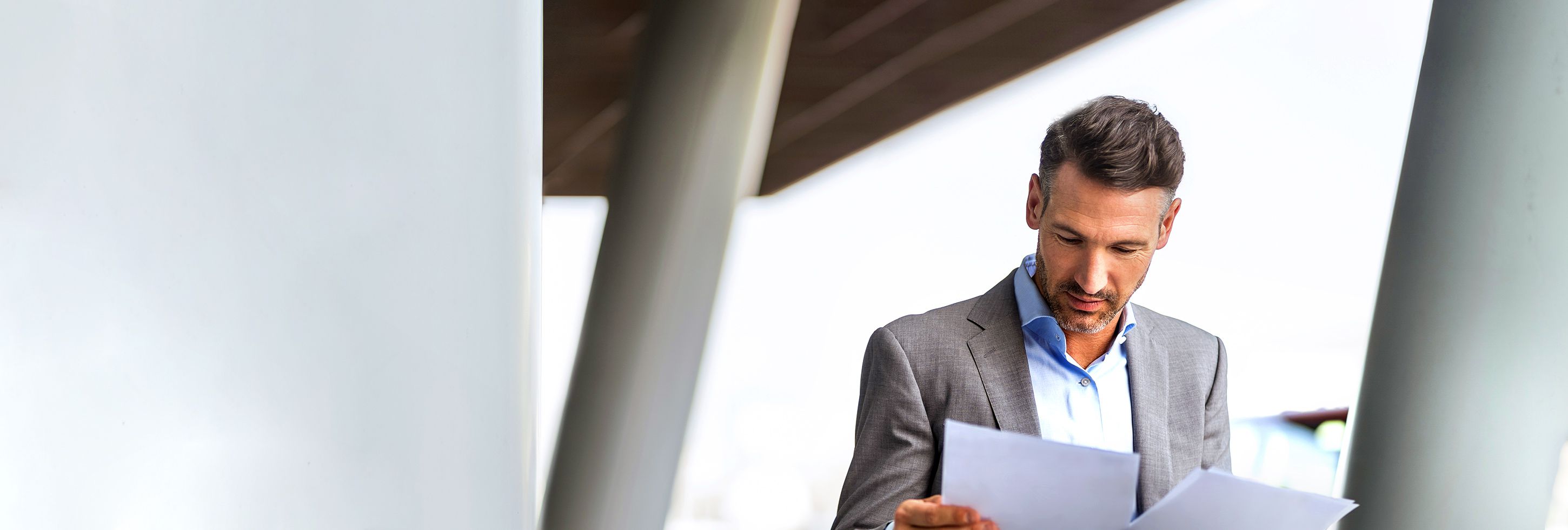 Business professional reviewing documents