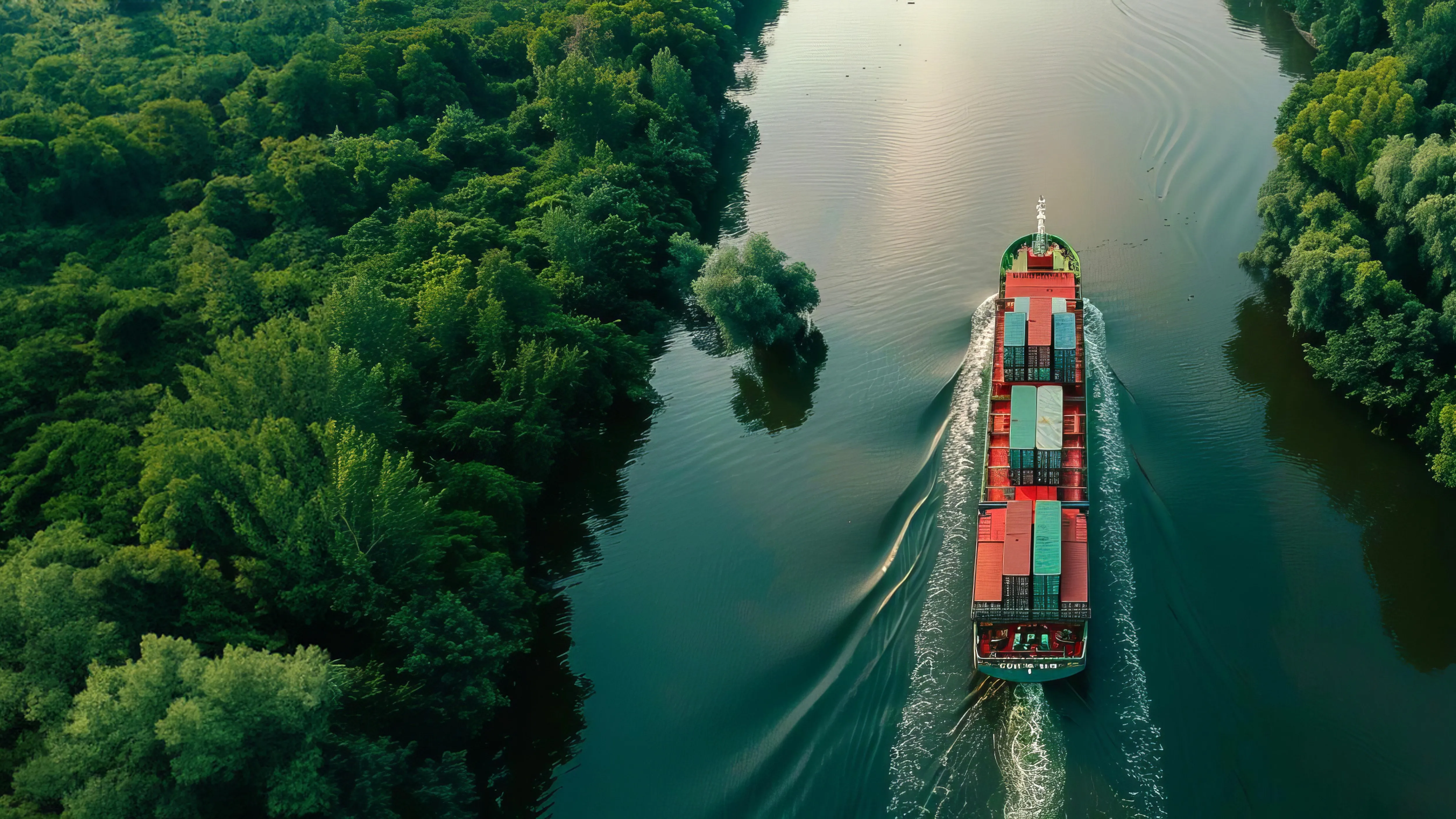 Ship on river