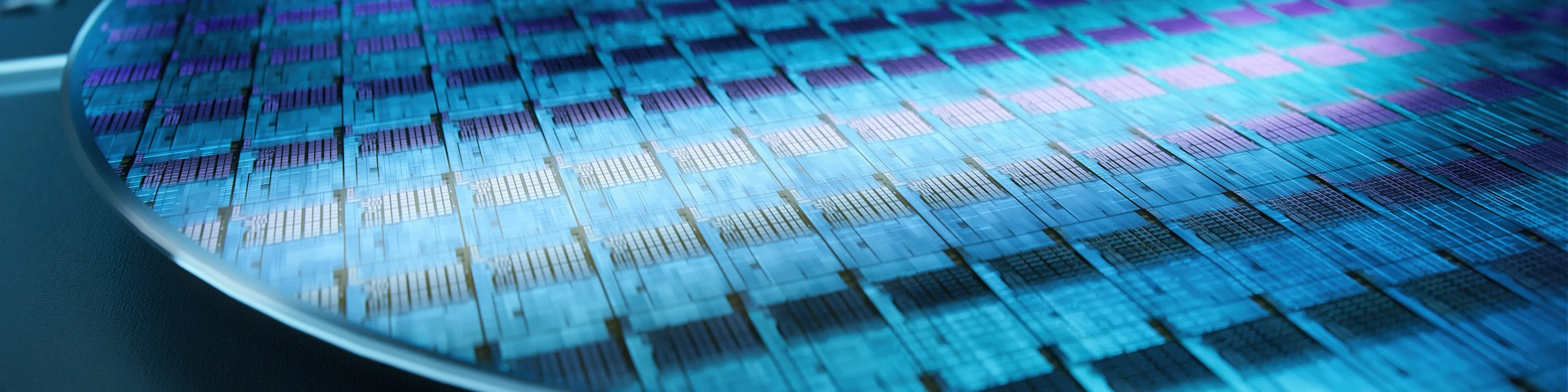 Macro shot of silicon wafer during production