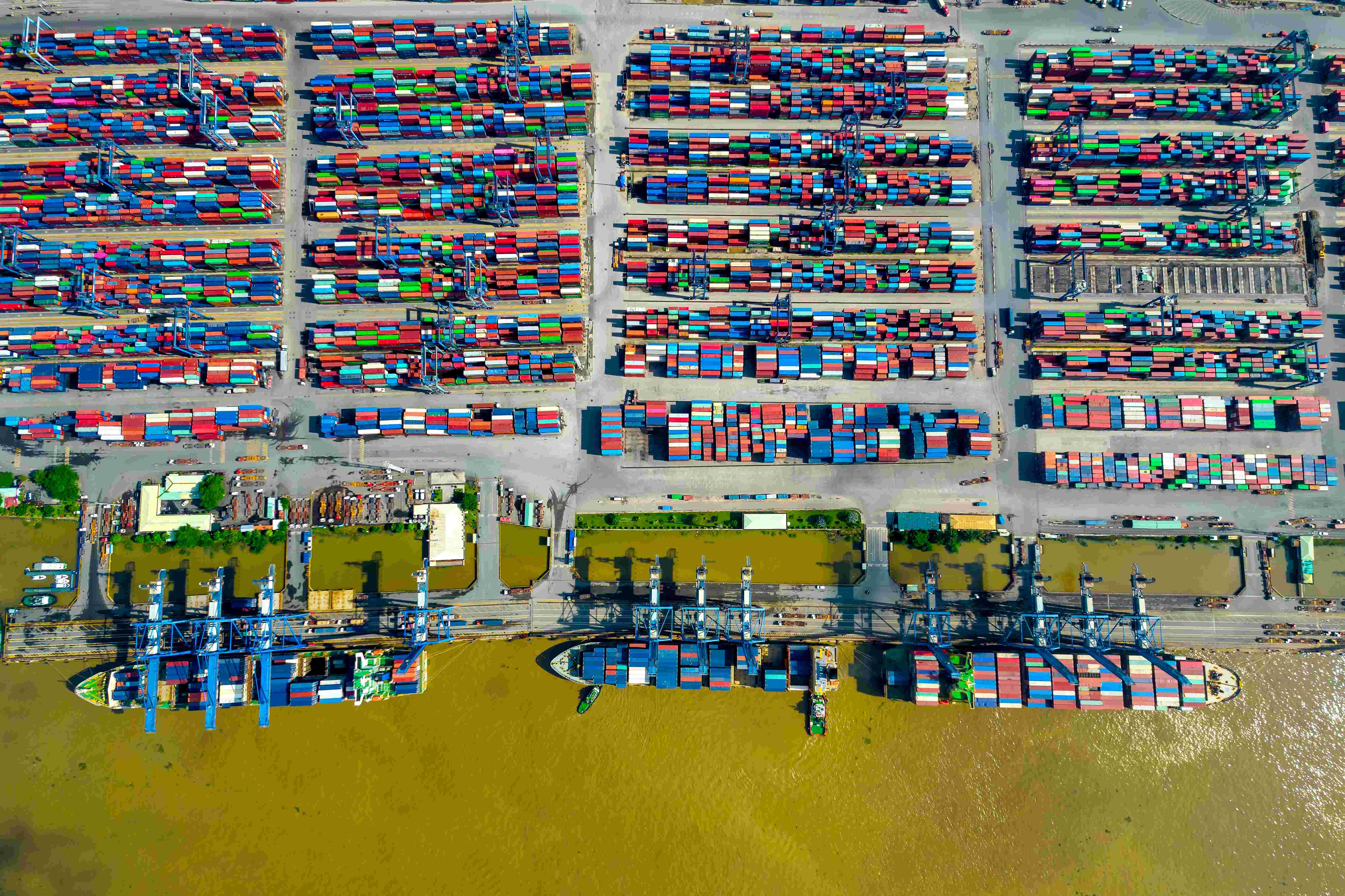 Cat Lai port with cargo ship and container Ho chi Minh city Vietnam