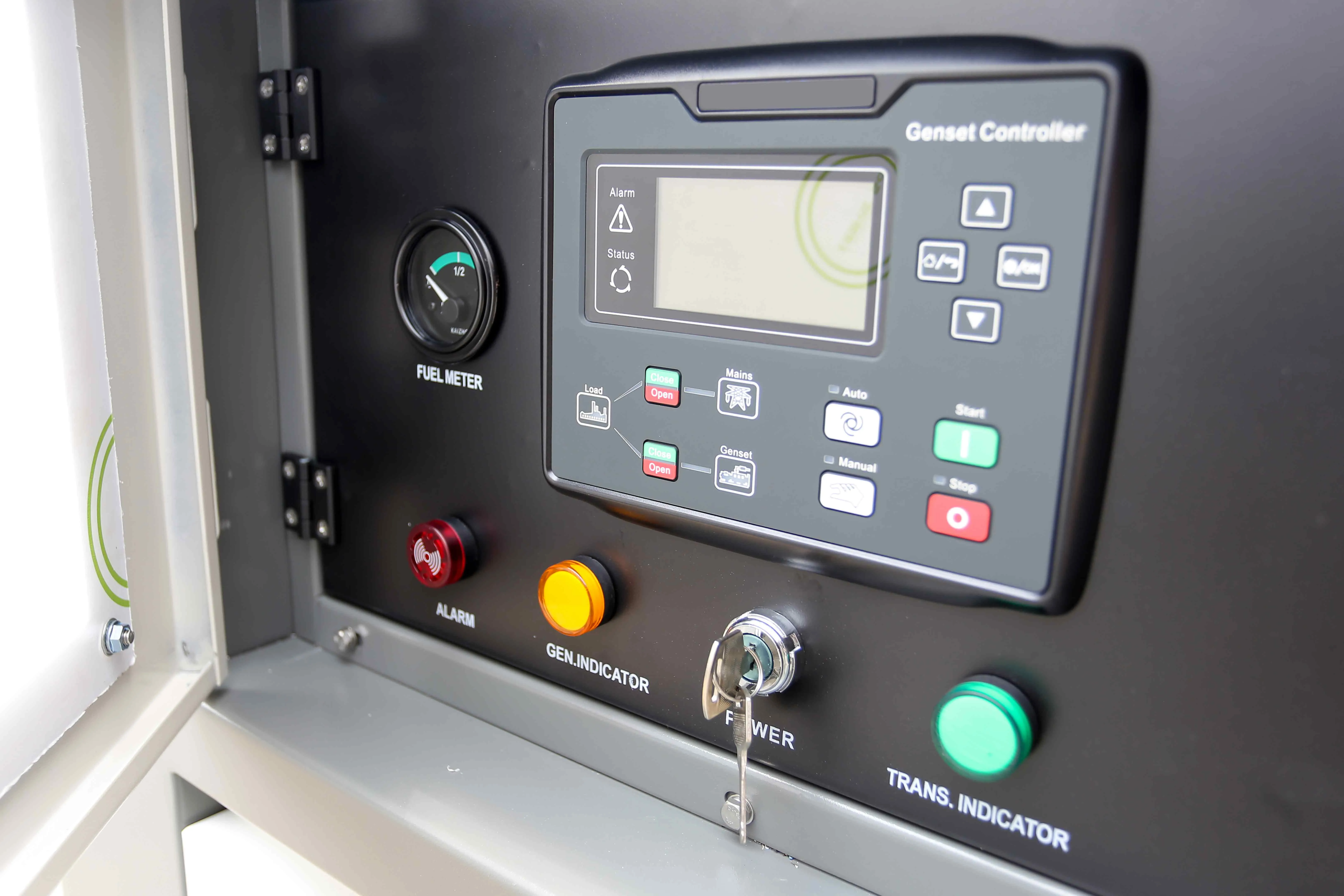 genset reefer to keep the containers cool showing with key to mantain the power