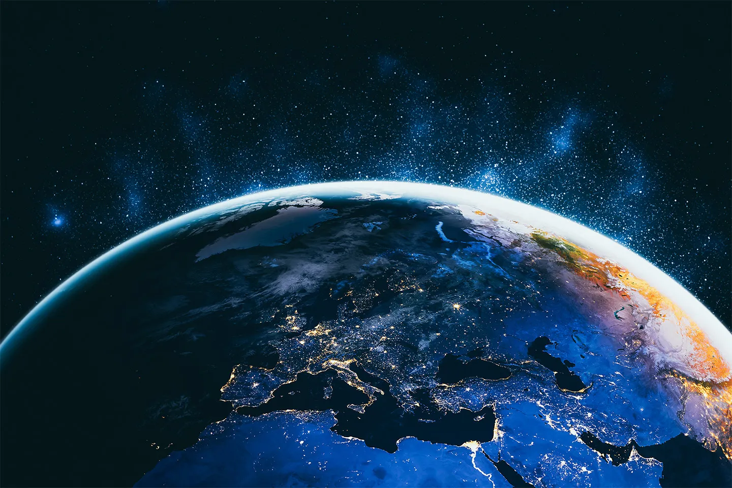 Bright earth seen from above with some light