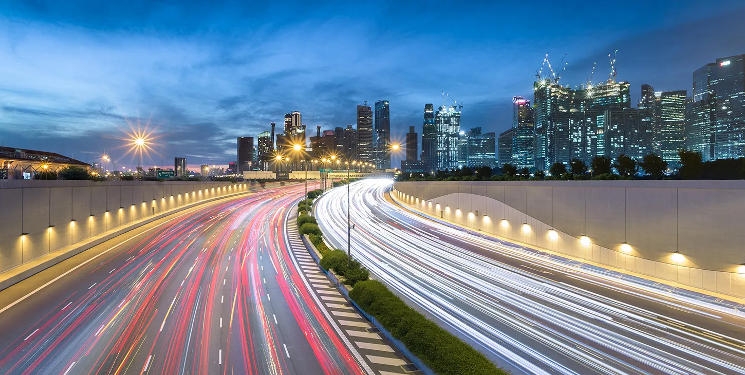 Landscape of a busy night in the city