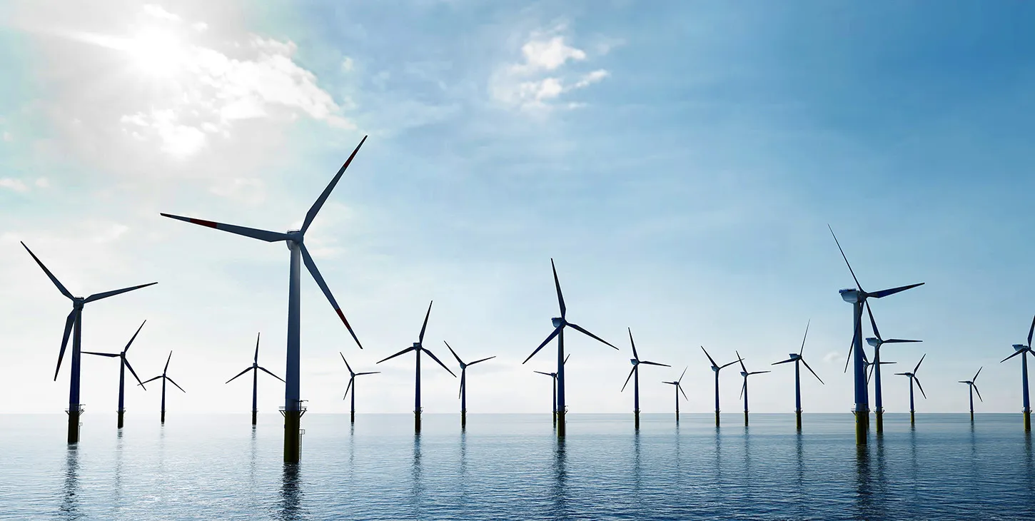 Wind turbines at the sea
