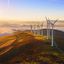 Beautiful landscape of a sunrise and wind turbines Beautiful landscape of a sunrise and wind turbines