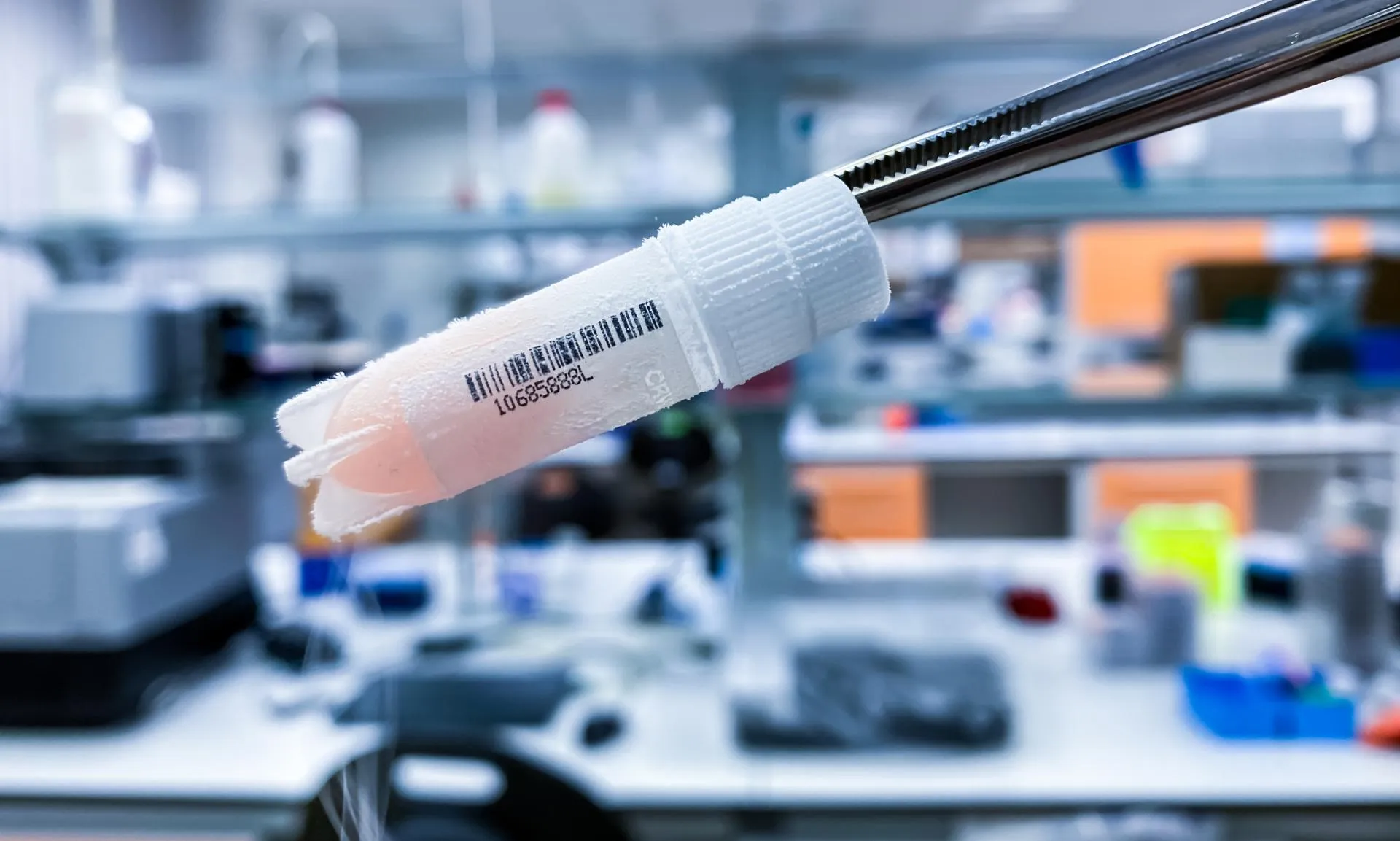 A pipette holding a sample in a laboratory