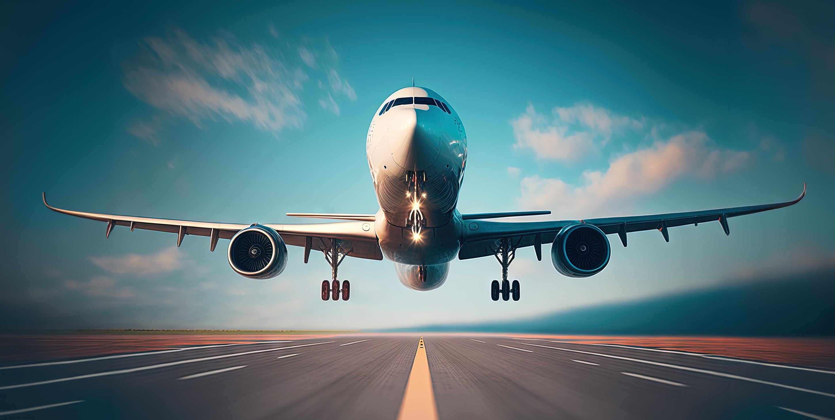 airplane landing on runway