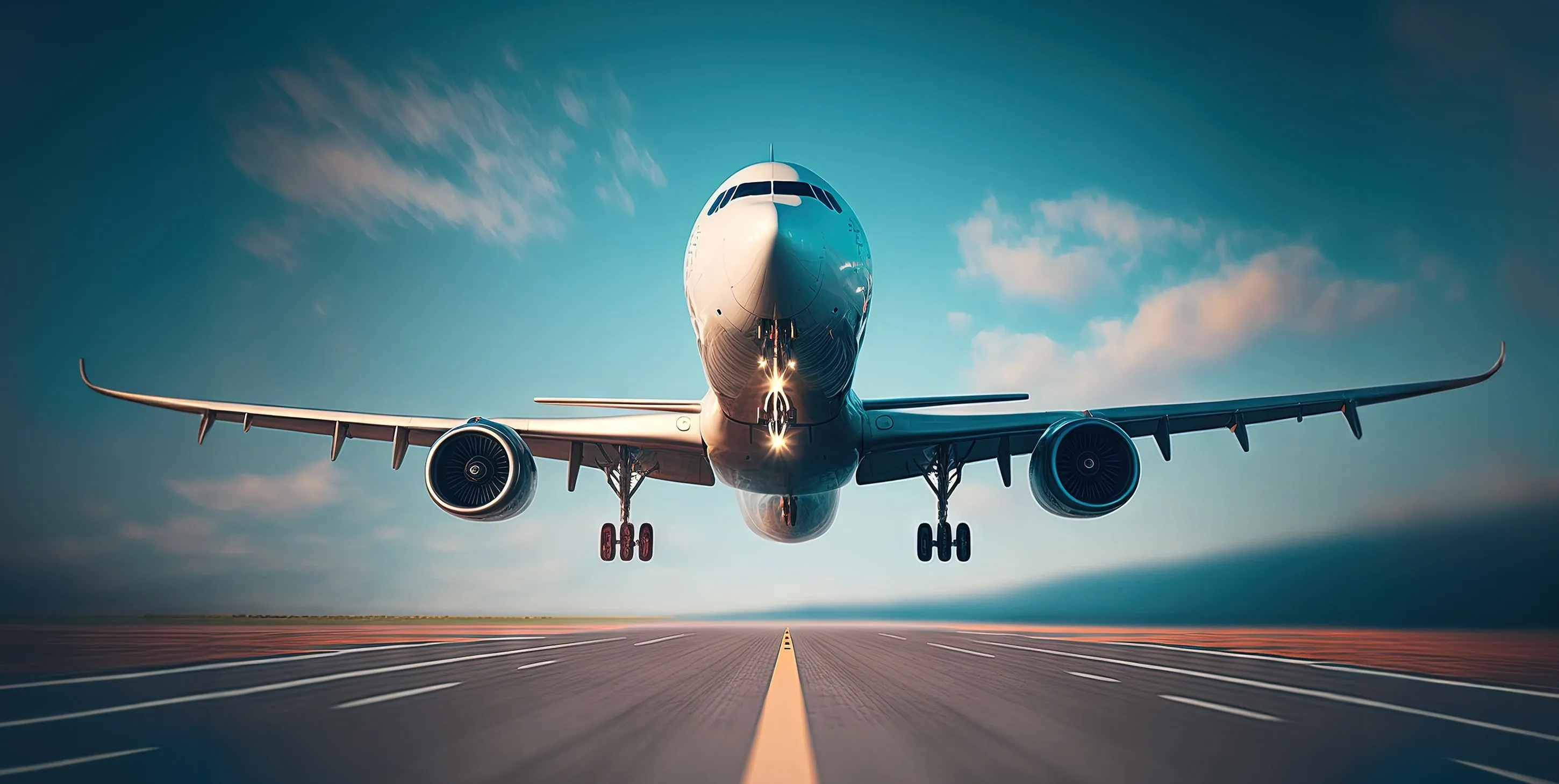 airplane landing on runway