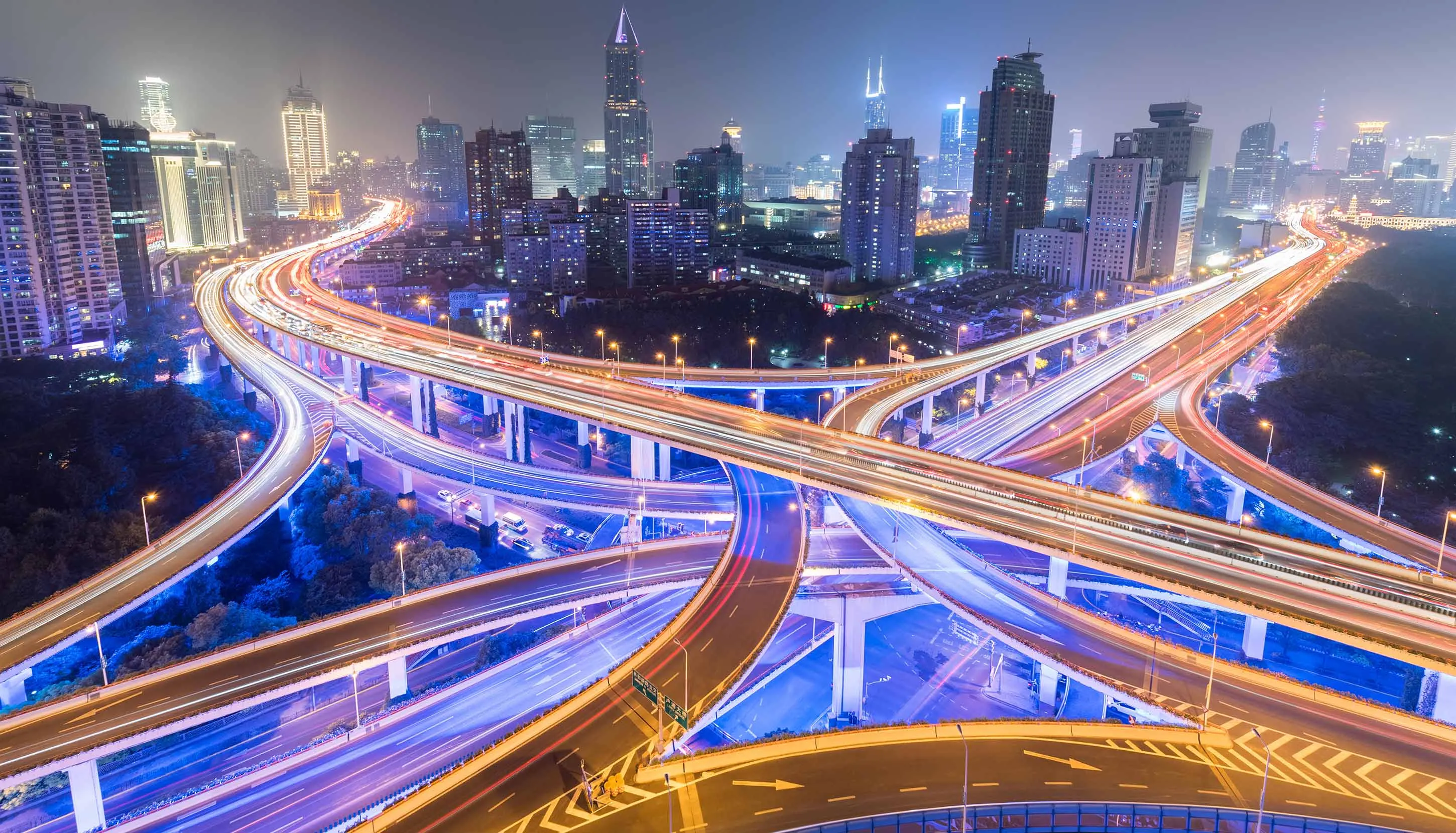 Landscape of a busy night in the city