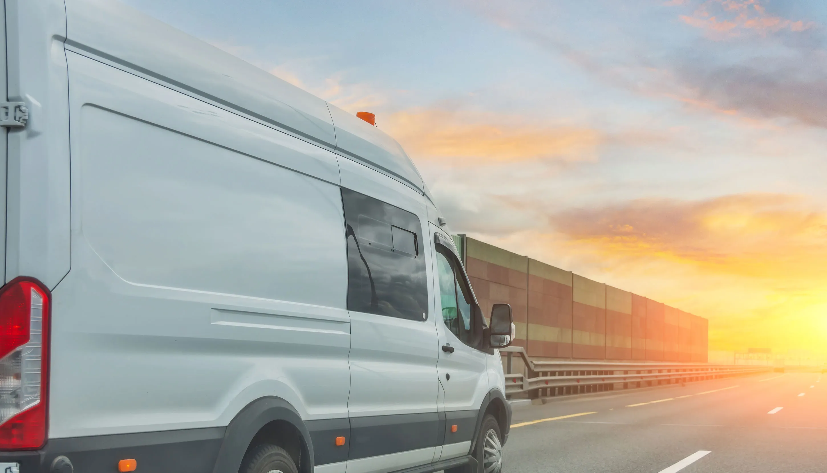 White van on the highway