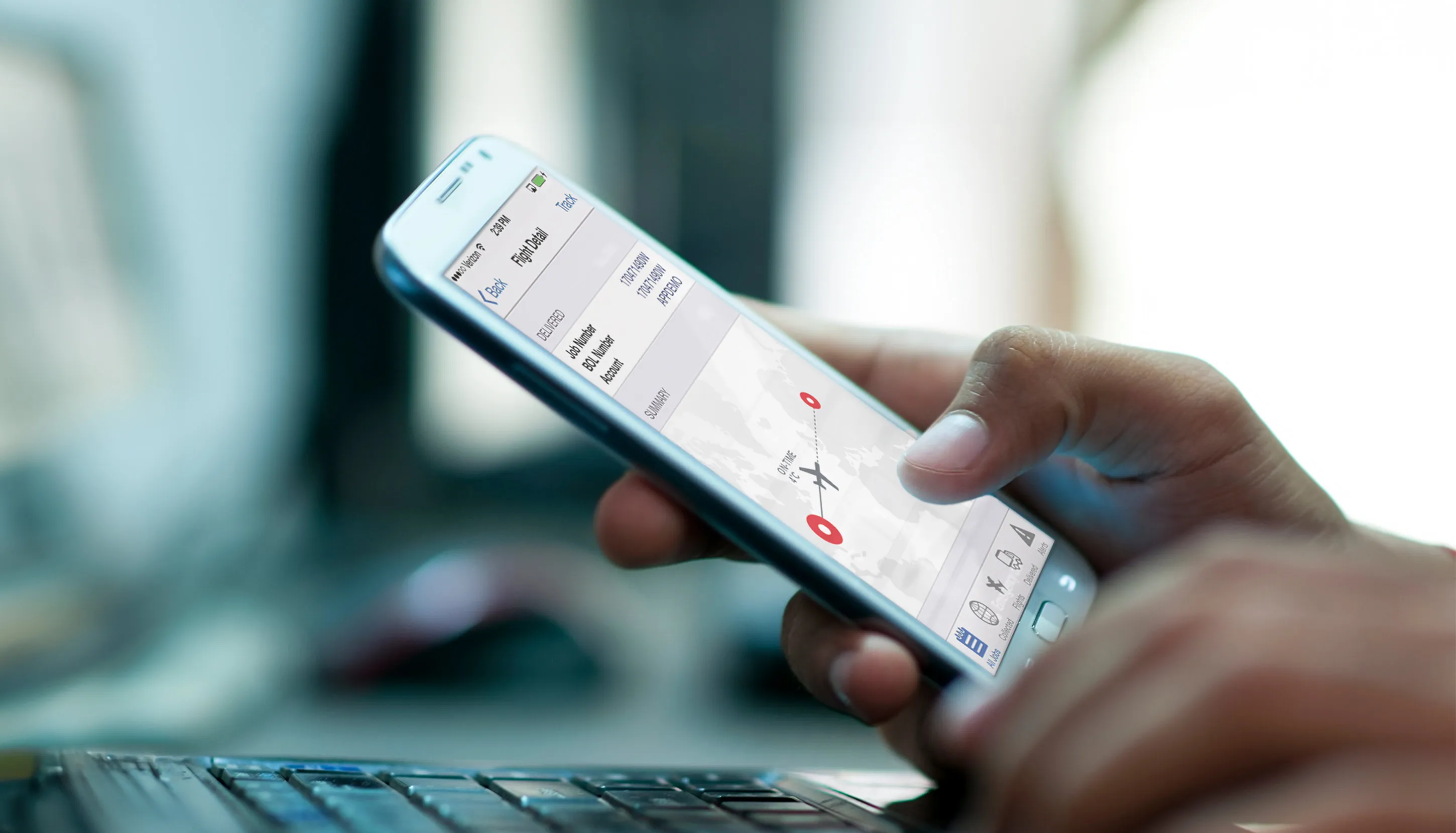Looking at flight radar on mobile phone