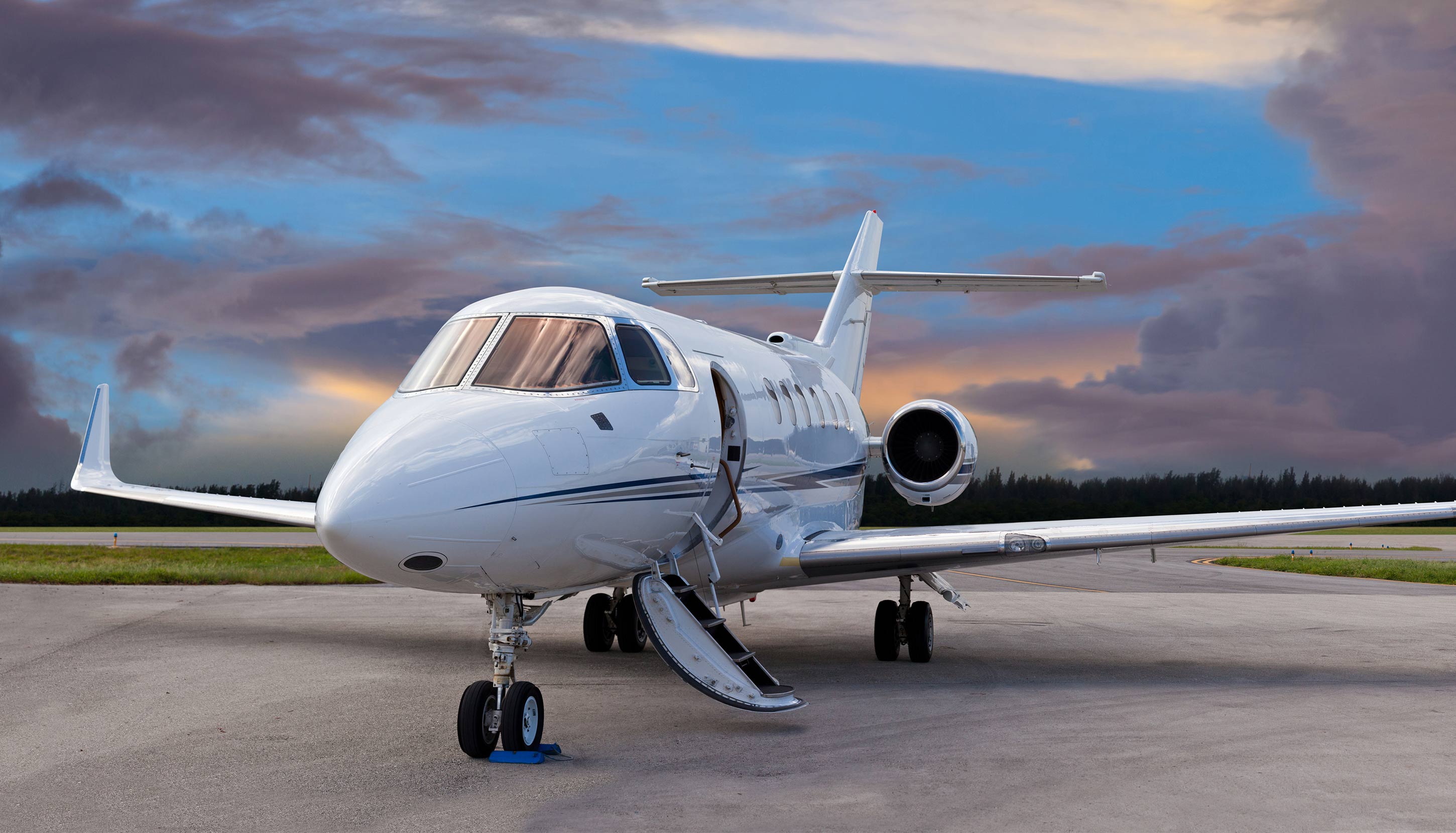 Private plane with stairs down