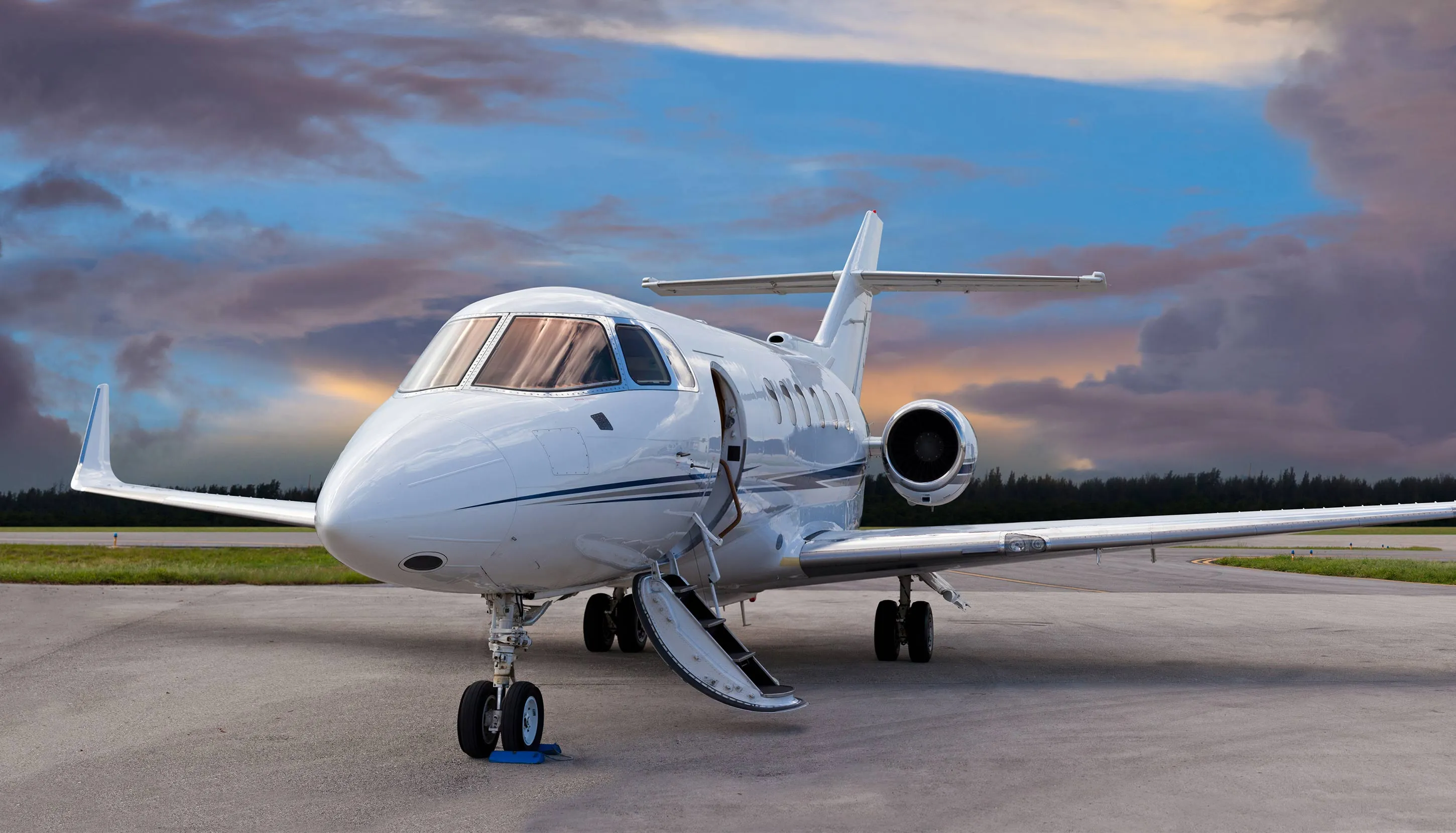 Private plane with stairs down