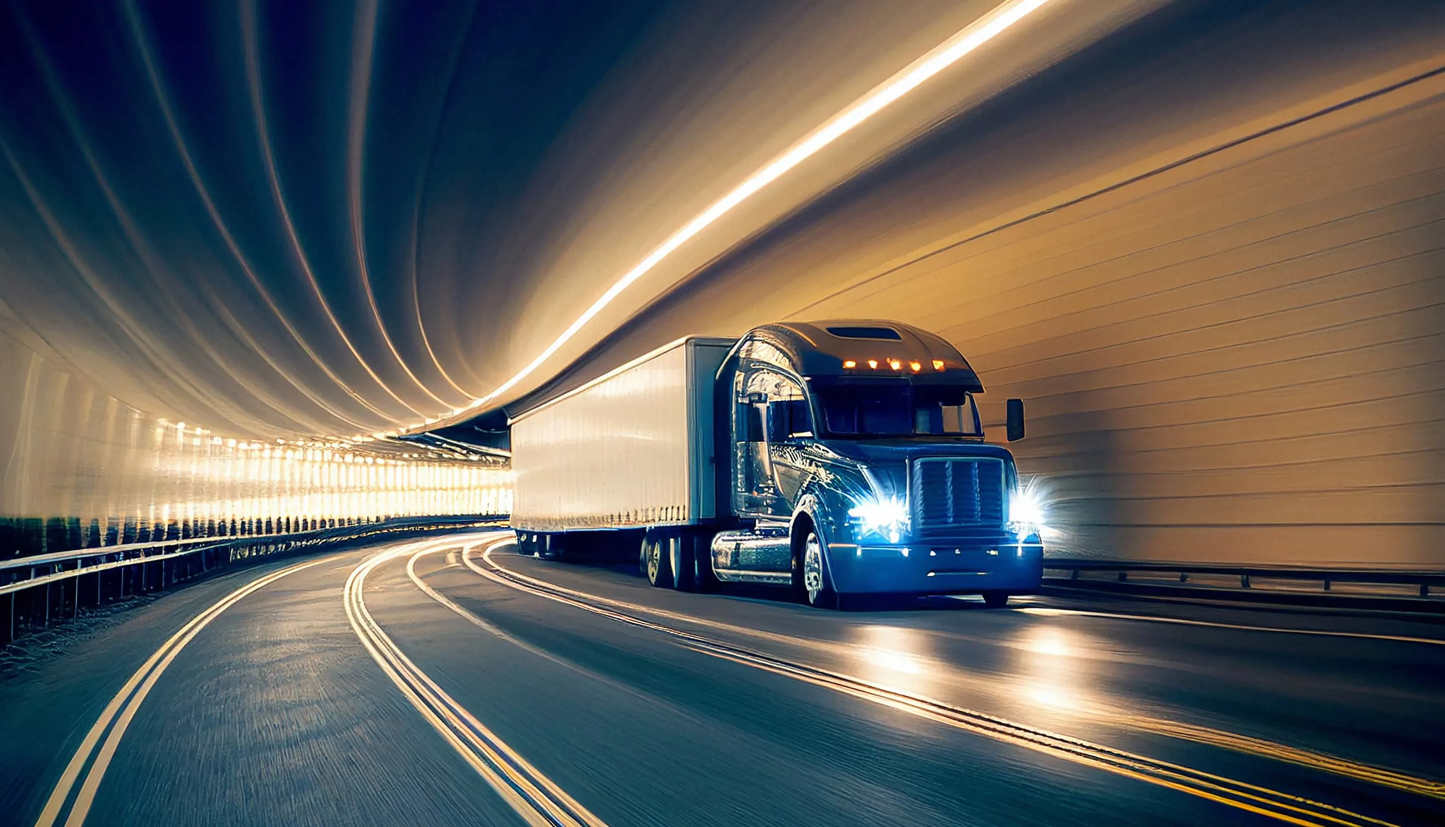 Big truck in a tunnel