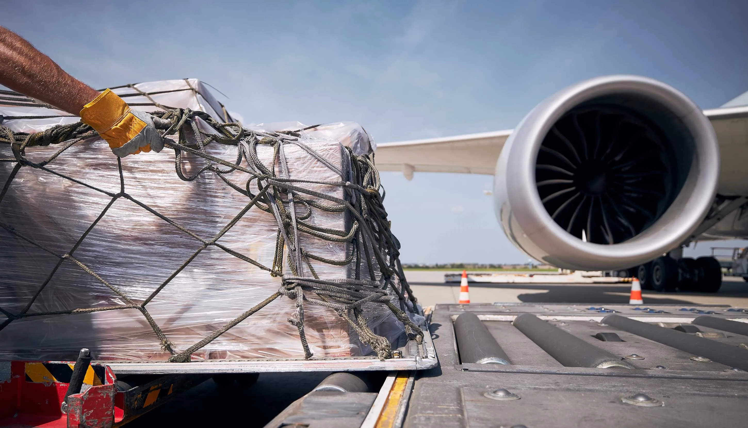 Cargo loading to the airplane at airport