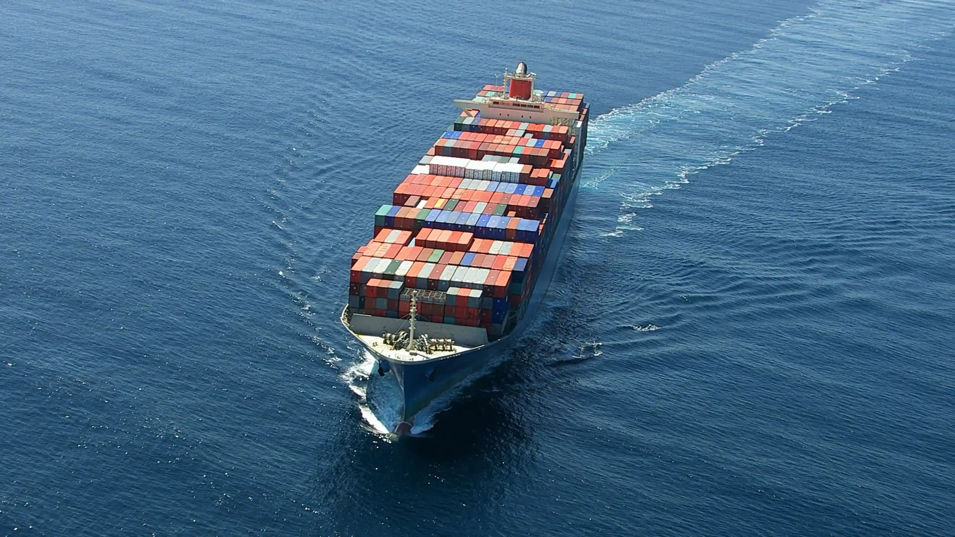 Container ship at sea representing Seaexplorer ocean freight routing