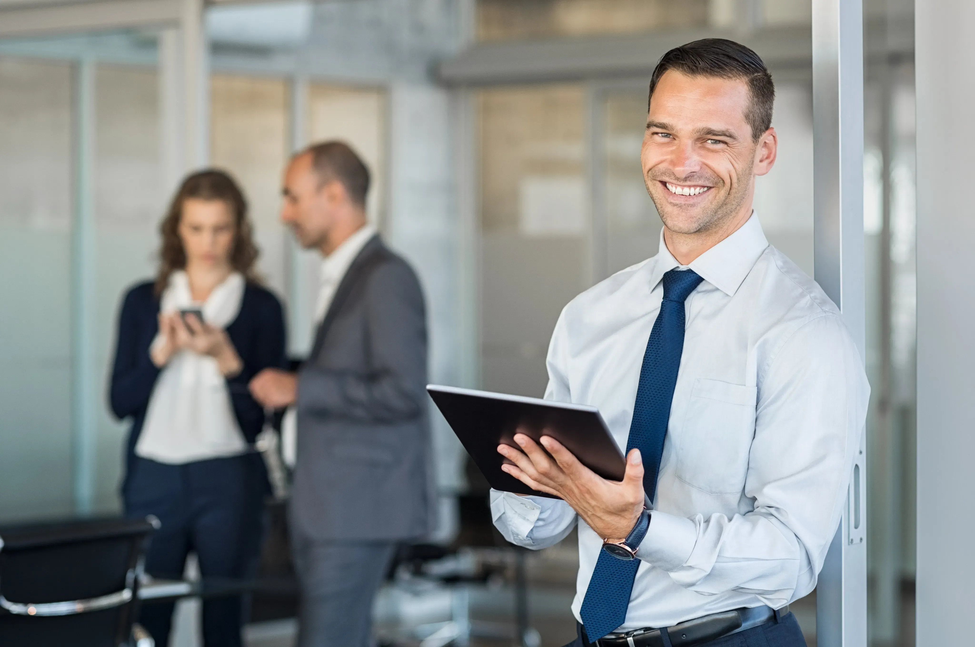 Businessman holding tablet
