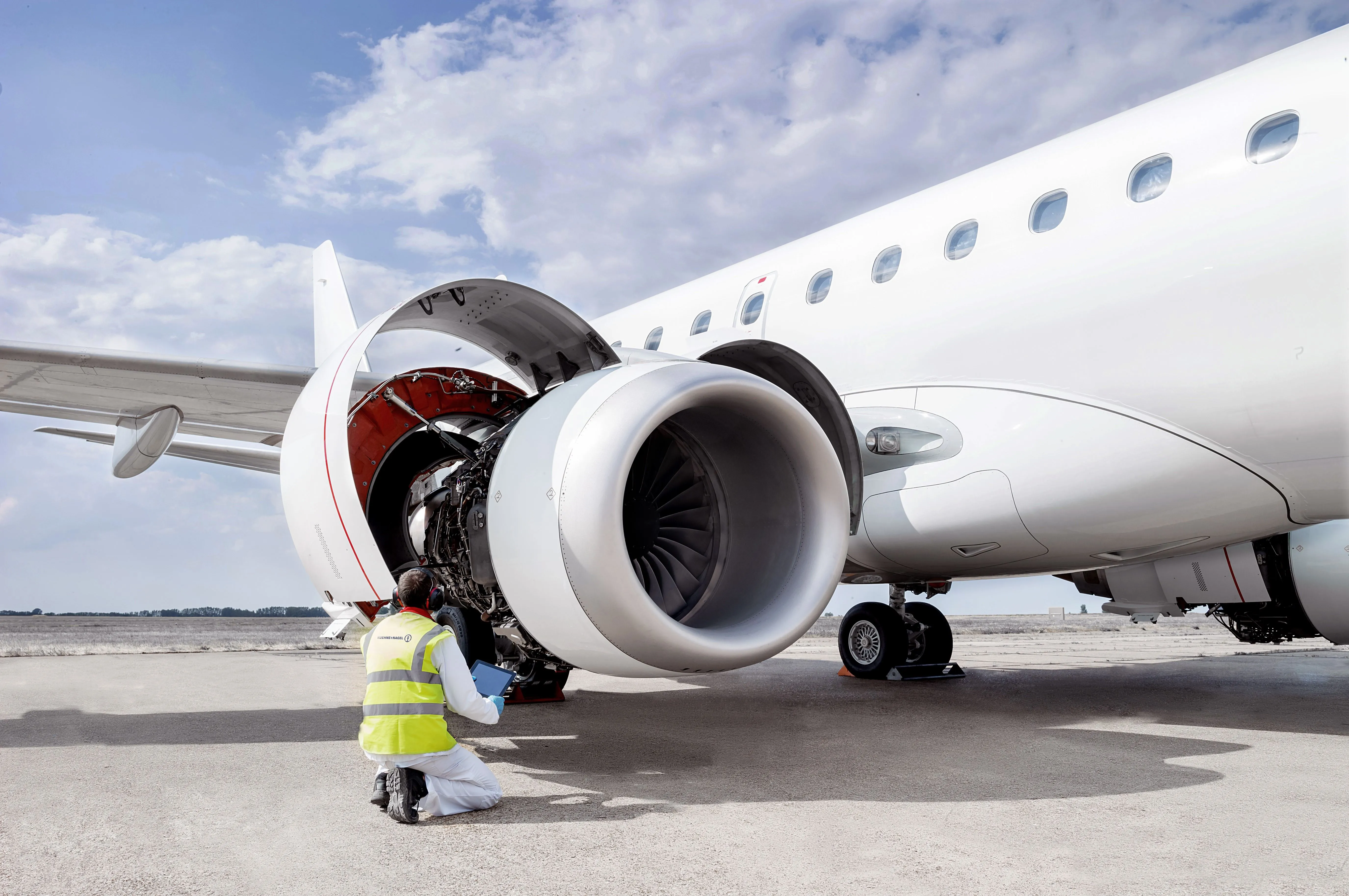 Plane engine open for check up